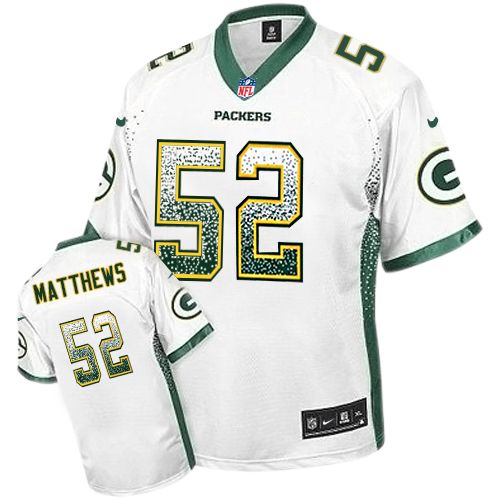 Men's Elite Clay Matthews Nike Jersey White - #52 Drift Fashion NFL Green Bay Packers